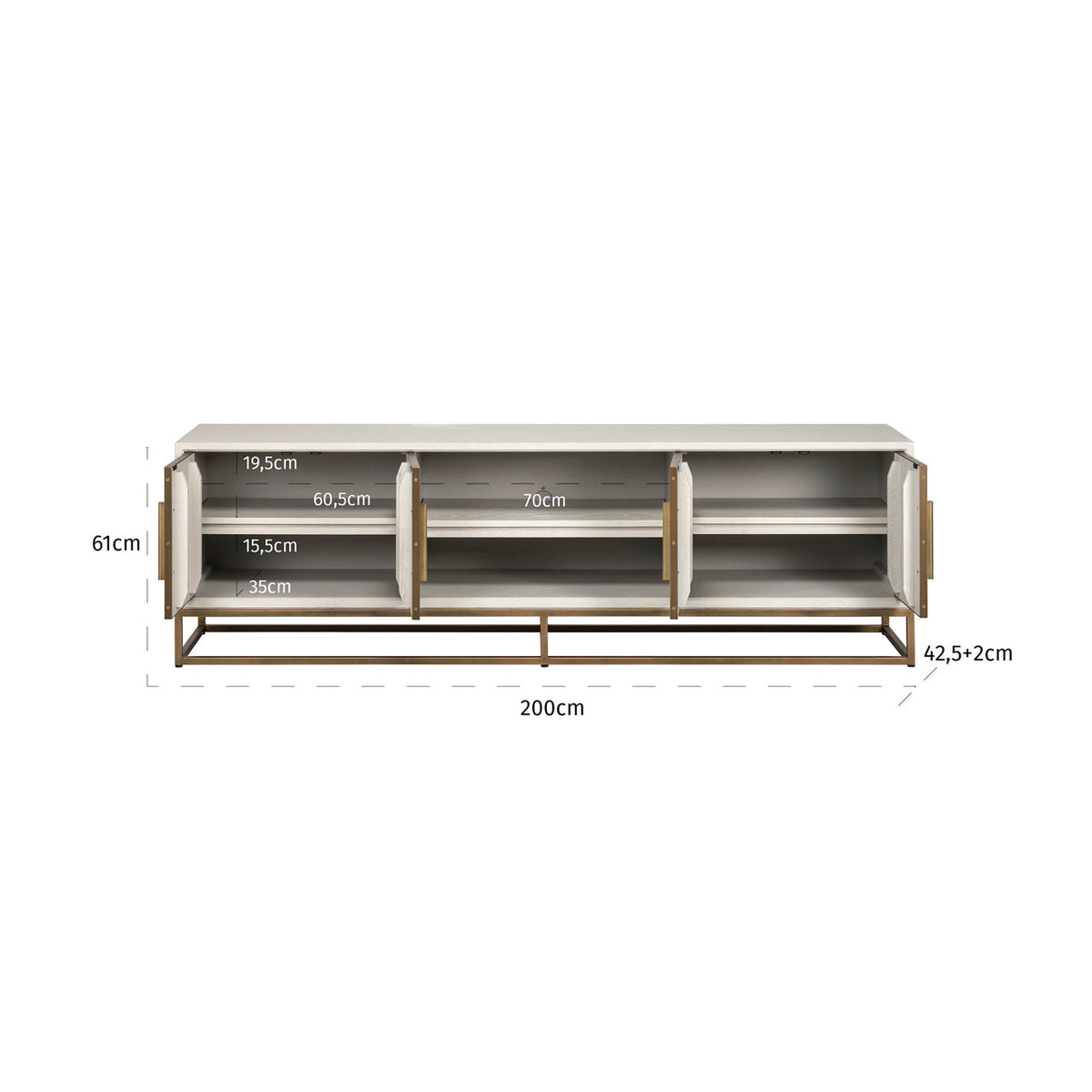 TV cabinet Whitebone brass verona grey  200