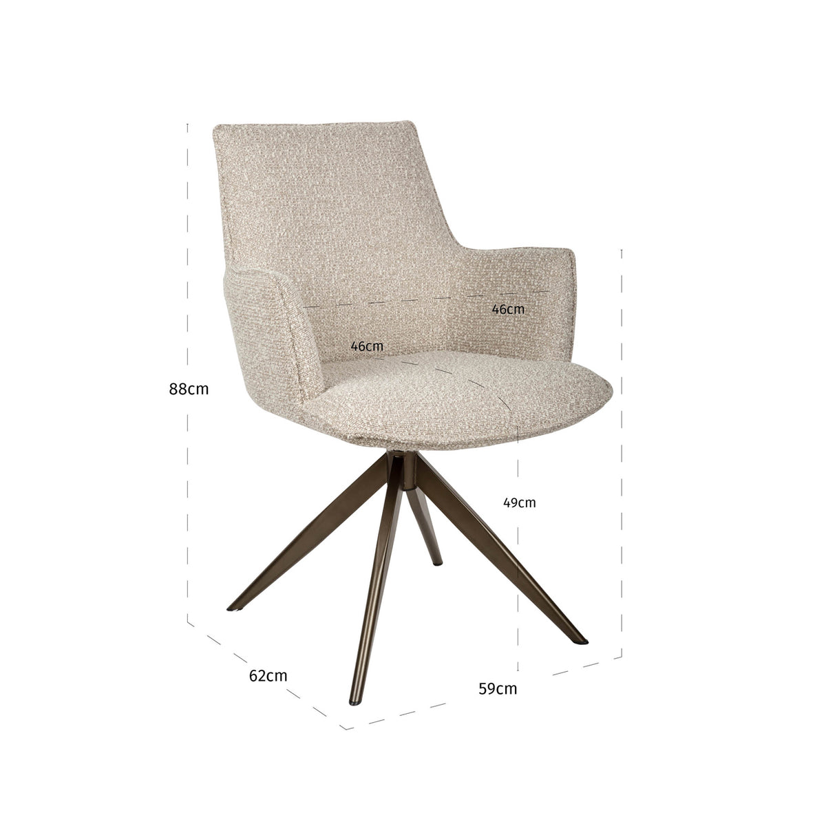 Dining chair Dakota natural chunky swivel with arm