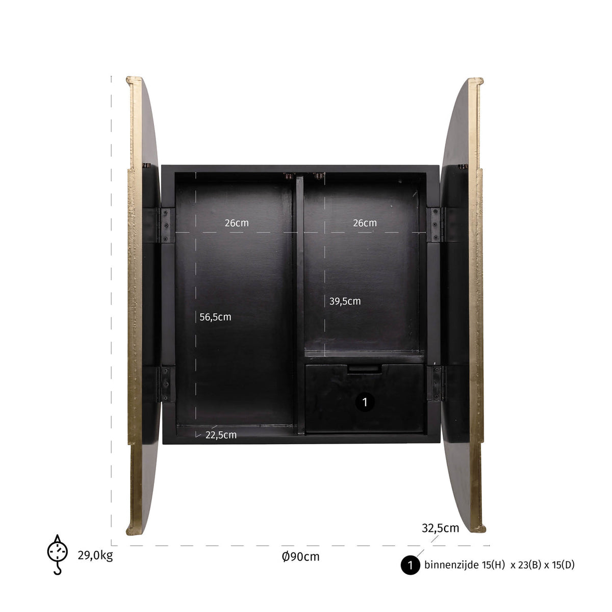 Storage cabinet Bowie black/gold 