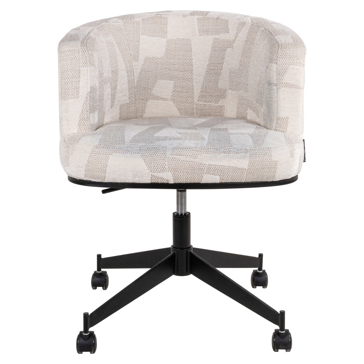 Dining chair Rochenne beige graffic swivel on wheels