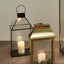 Antique Brass Metal & Glass Square Lantern