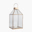 Shiny Brass Metal & Glass Square Lantern