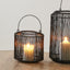 Matt Black Mesh Metal Round Lantern Small
