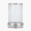 Silver Metal and Clear Textured Glass Tall Hurricane