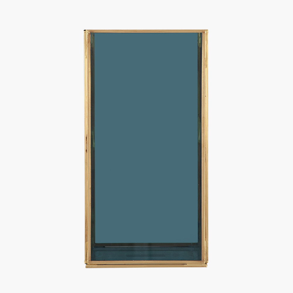 Smoked Glass and Brass Metal Medium Square Hurricane