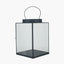 Matt Black Metal and Glass Large Square Lantern