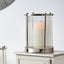 Silver Metal and Clear Textured Glass Large Hurricane