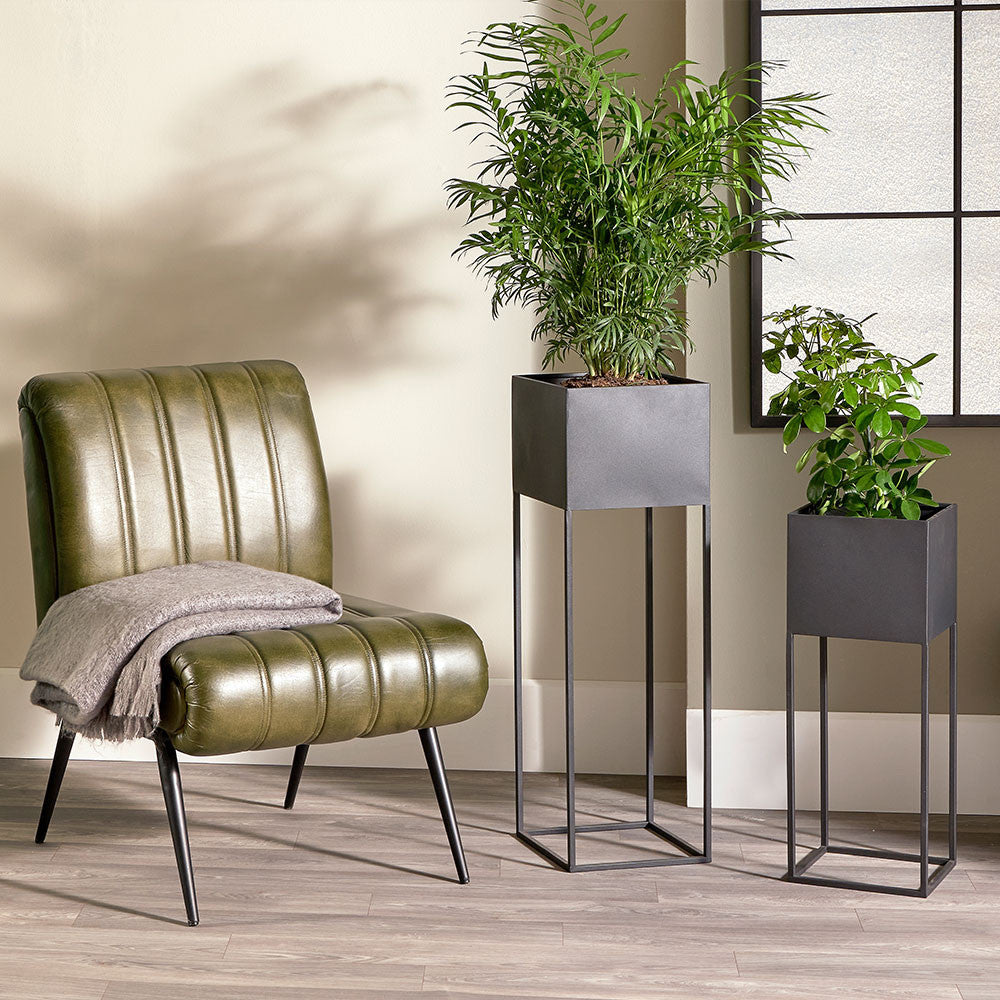 Graphite Metal Set of 2 Planters