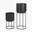 S/2 Graphite Metal Circular Planters