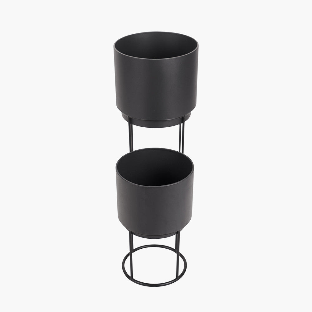 S/2 Graphite Metal Circular Planters