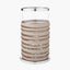 Silver Metal, Clear Glass and Grey Plaited Leather Hurricane Large