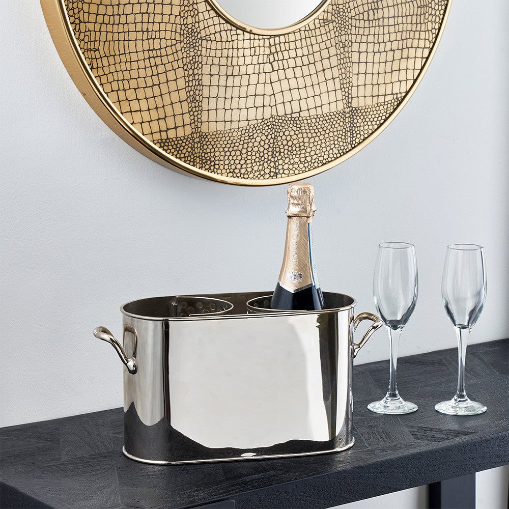 Silver Metal 2 Bottle Wine Holder