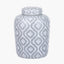 Celia Grey and White Ceramic Geo Pattern Lidded Ginger Jar