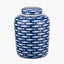 Schoal Blue and White Ceramic Fish Detail Lidded Ginger Jar