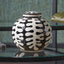 Elkorn Black and White Ceramic Coral Design Lidded Ginger Jar