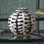 Elkorn Black and White Ceramic Coral Design Lidded Ginger Jar