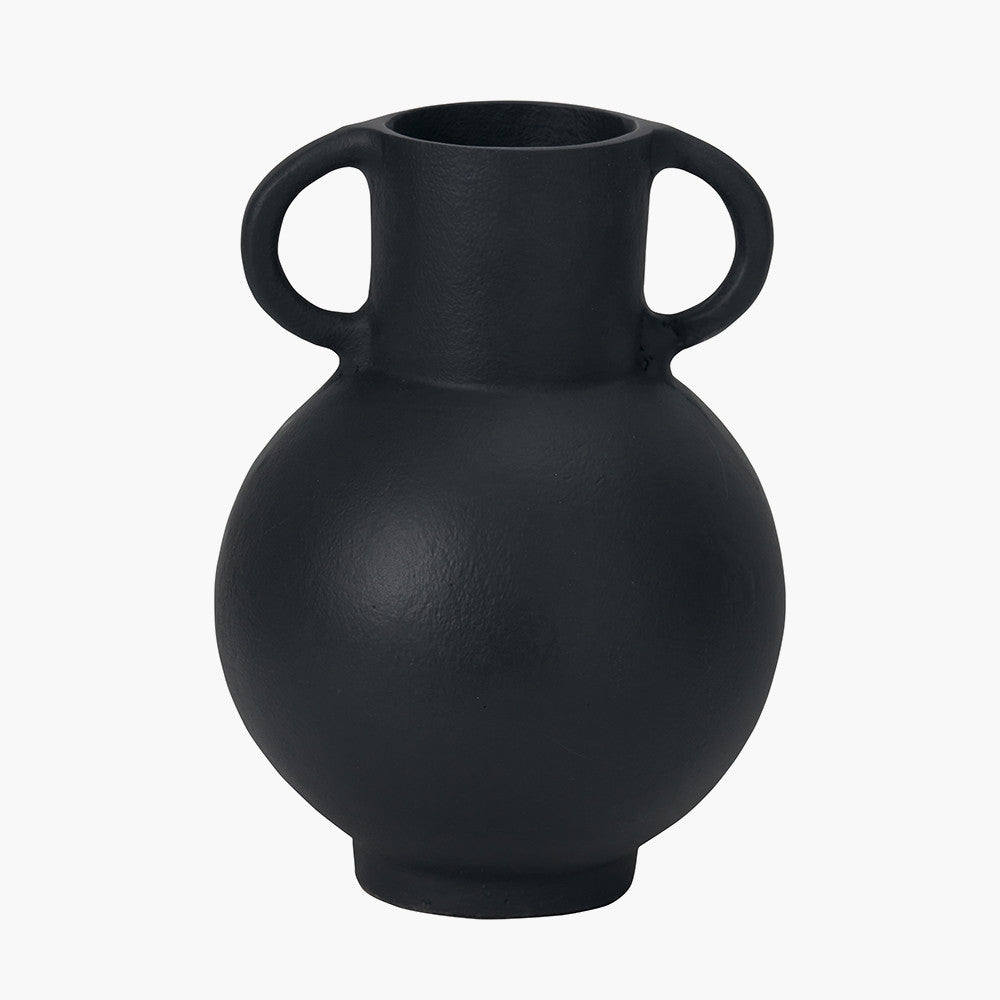 Black Metal Vase with Handles