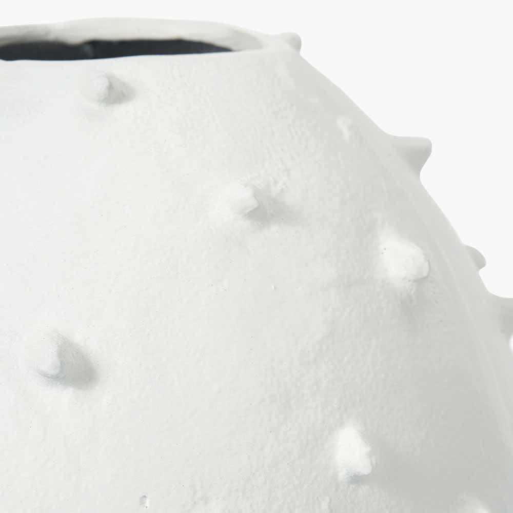 White Metal Vase with Bobbles