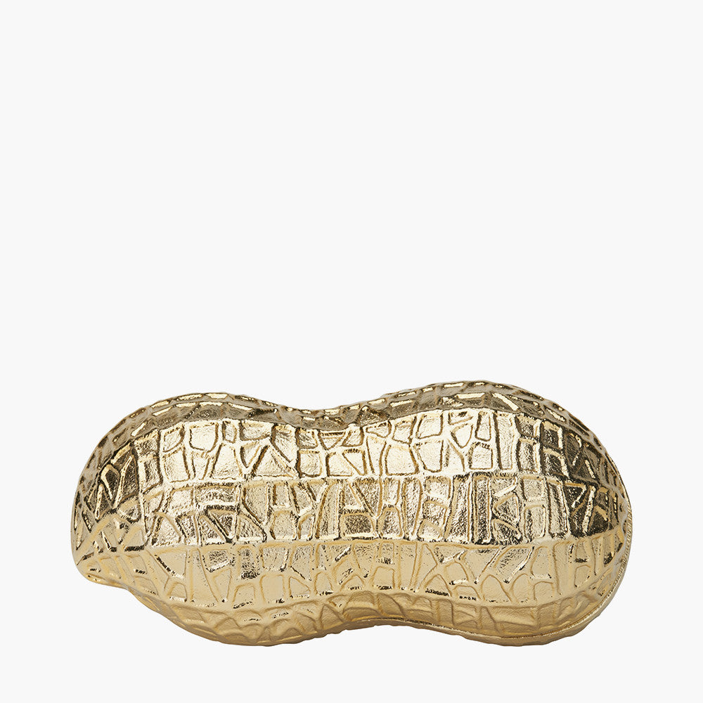 Gold Metal Peanut Lidded Trinket Bowl