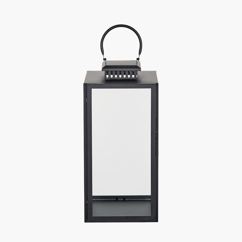 Black Stainless Steel and Glass Large Rectangular Lantern