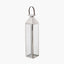 Silver Stainless Steel and Glass Medium Tall Lantern