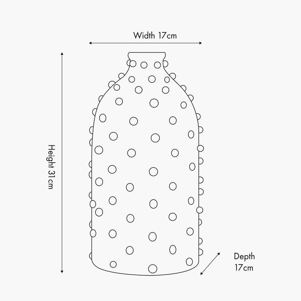 Kali Textured Dot Light Grey Stoneware Vase