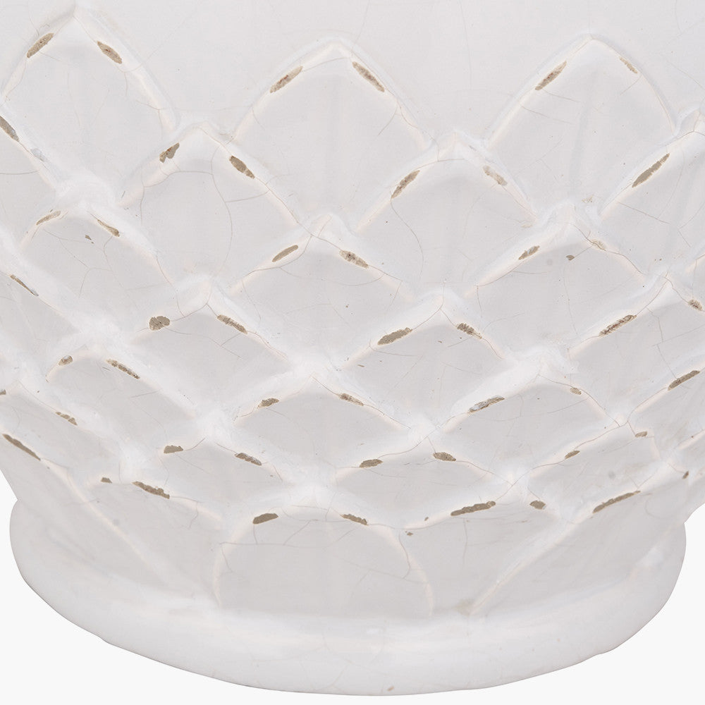 Willow White Leaf Detail Stoneware Vase