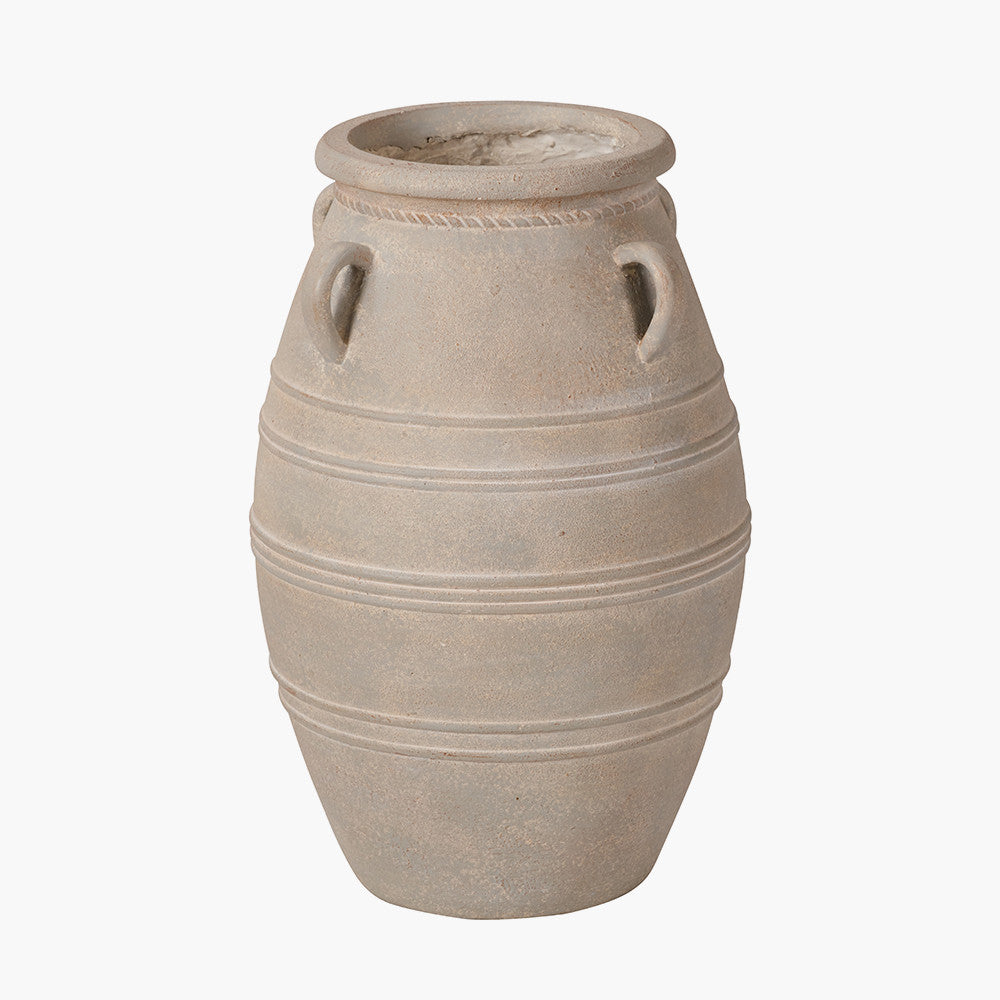 Grey Wash Fibrestone Decorative Vase with Handles