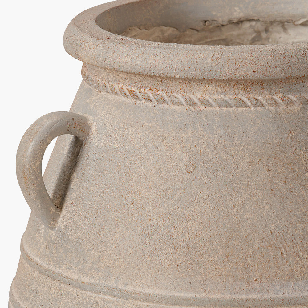 Grey Wash Fibrestone Decorative Vase with Handles