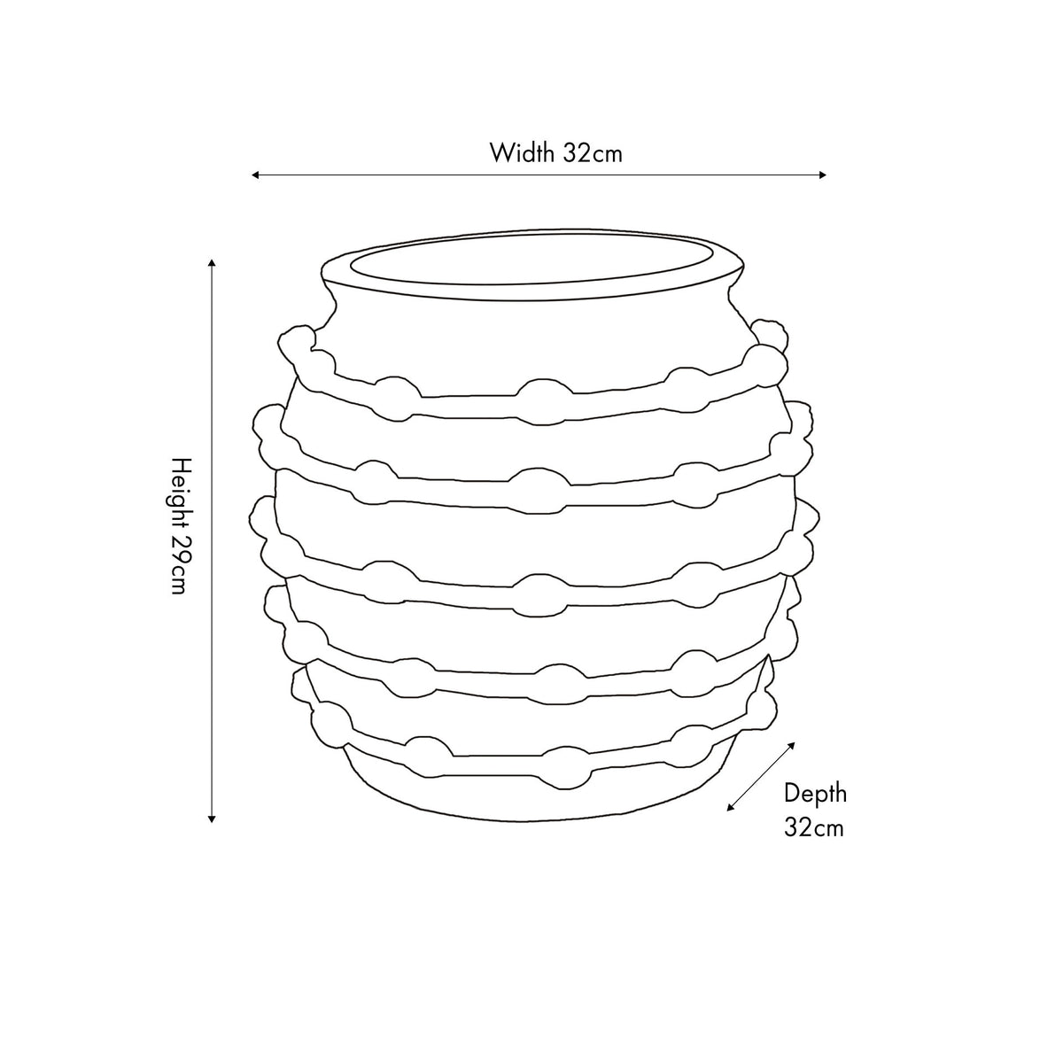 Cream Bobble Fibrestone Decorative Planter