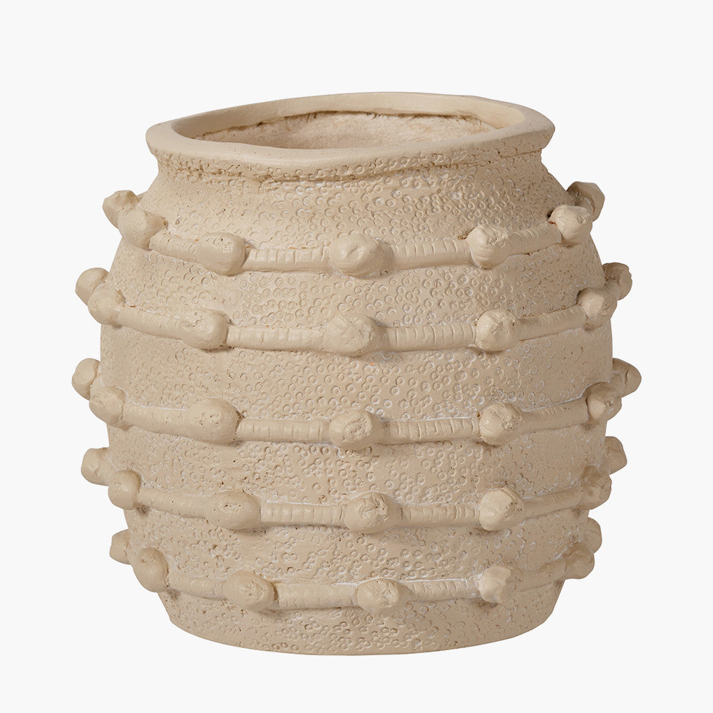 Cream Bobble Fibrestone Decorative Planter