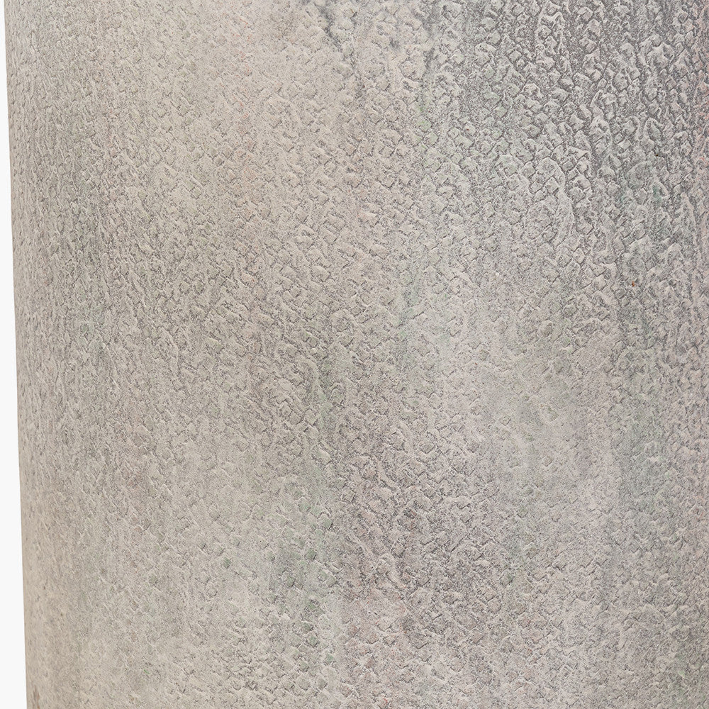 Stone Grey Metal and Clear Glass Hurricane Large