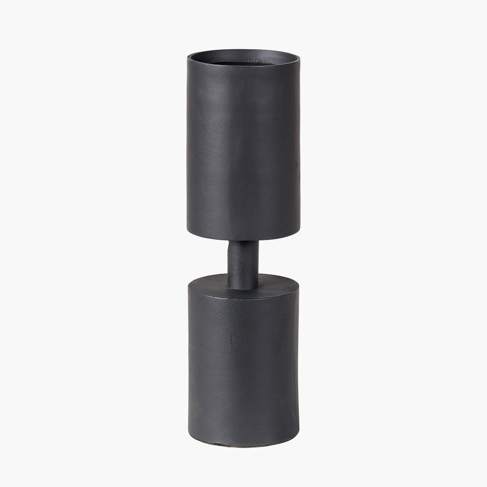 Matt Black Metal Pillar Candle Holder Large
