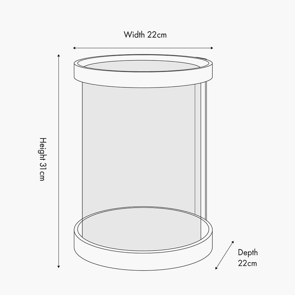Black Ribbed Metal and Clear Glass Hurricane Large