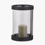 Black Ribbed Metal and Clear Glass Hurricane