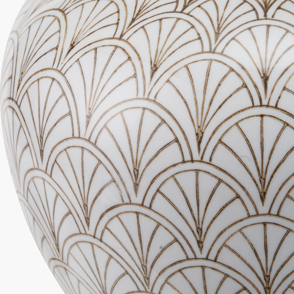 Barbier White Art Deco Fan Ceramic Vase
