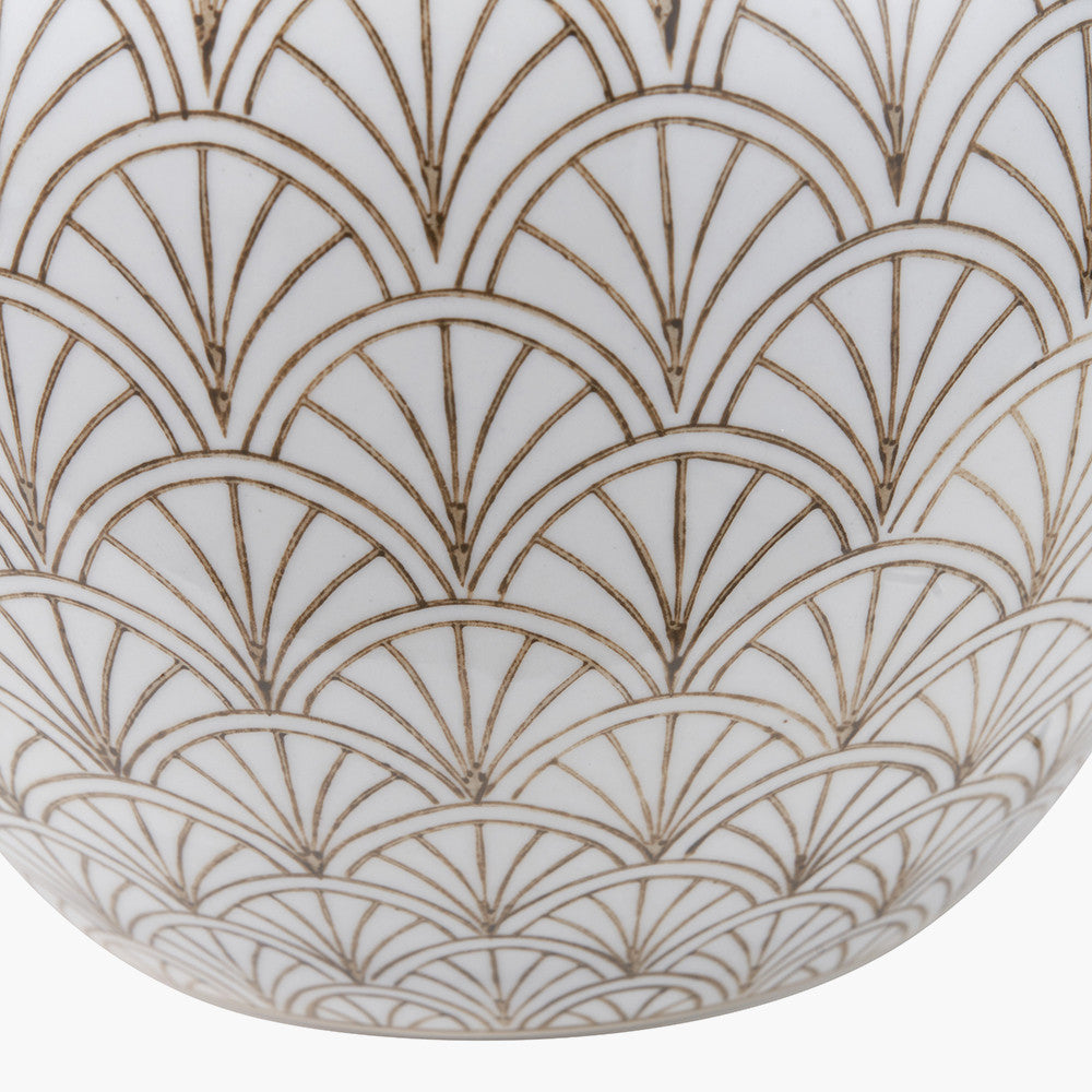 Barbier White Art Deco Fan Ceramic Vase
