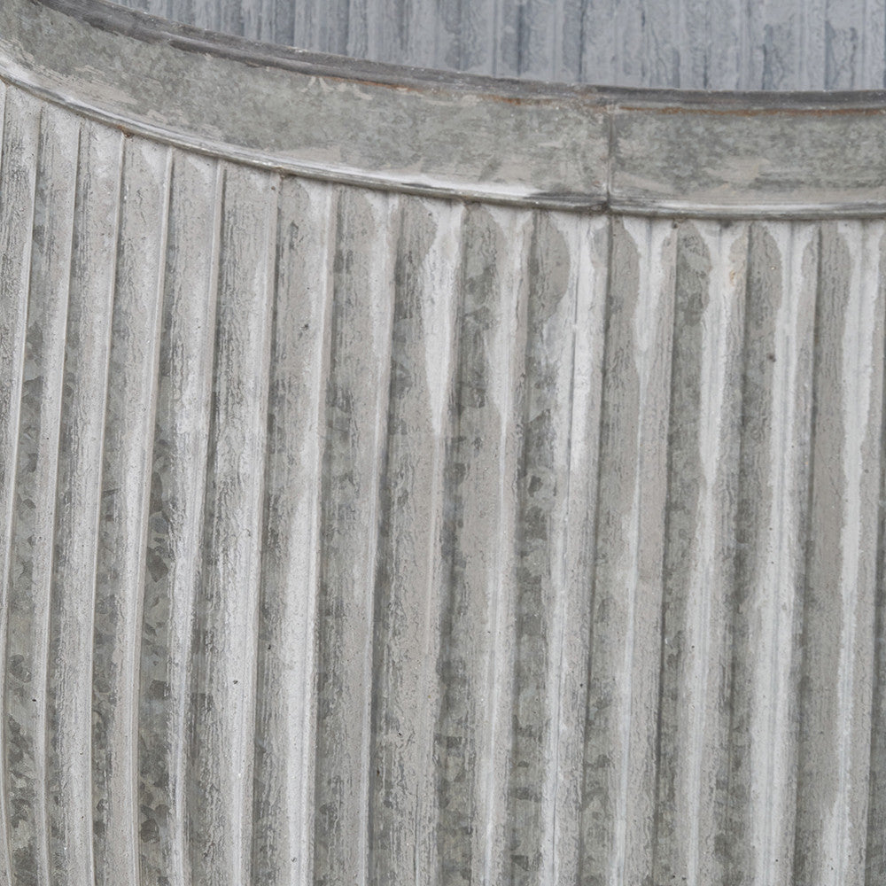 S/2 Galvanised Zinc Barrel Planters