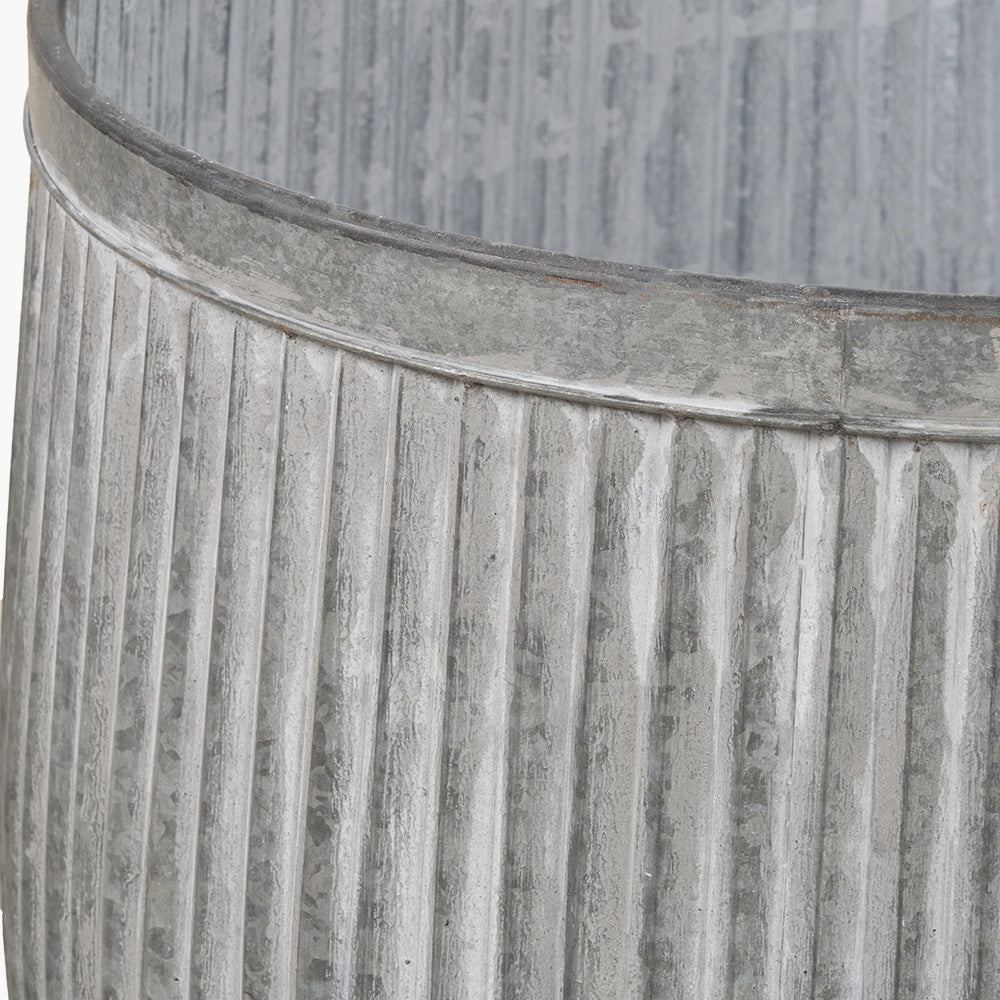 S/2 Galvanised Zinc Barrel Planters