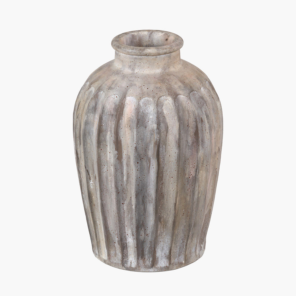 Ambrosia Natural Grooved Stoneware Vase