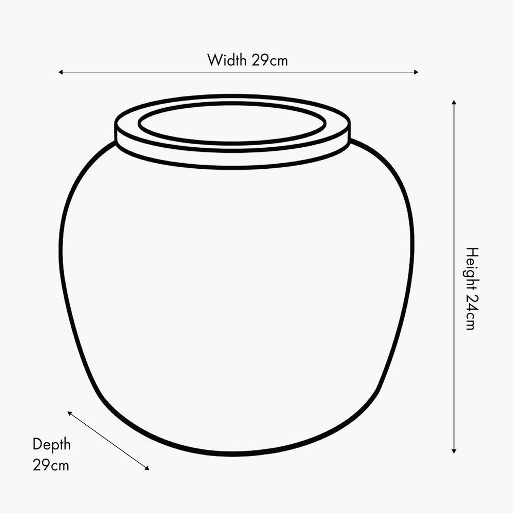 Rustic Brown Fibrestone Vertical Ribbed Decorative Vase Round