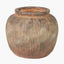 Rustic Brown Fibrestone Vertical Ribbed Decorative Vase Round