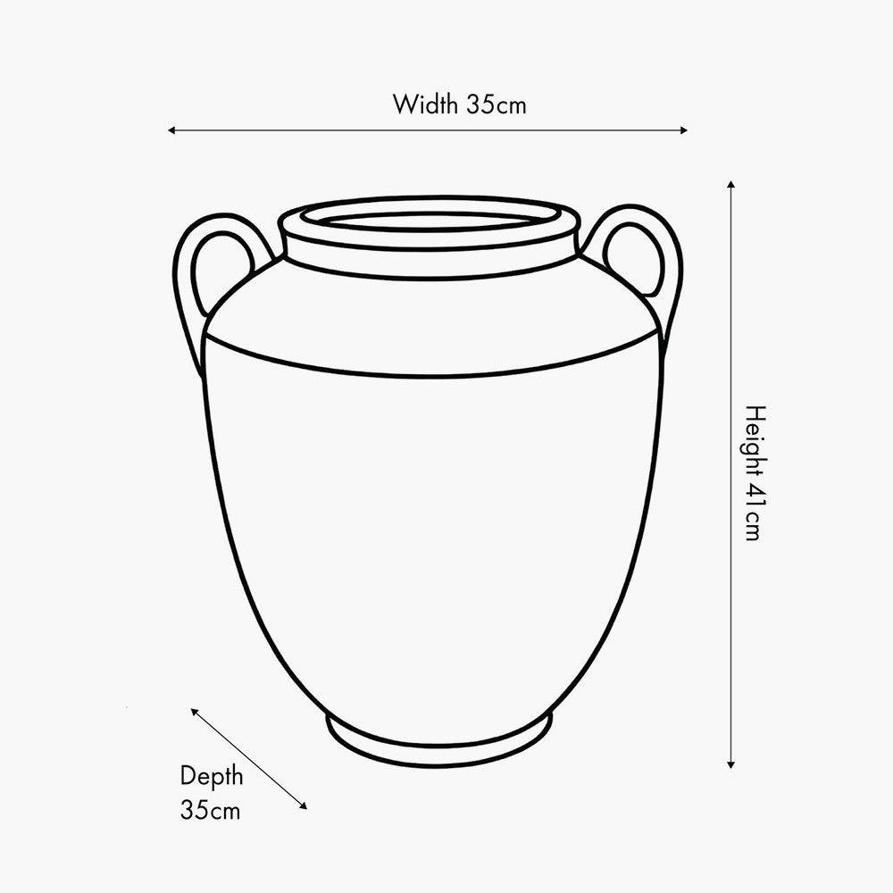 Natural Textured Fibrestone Decorative Vase with Handles