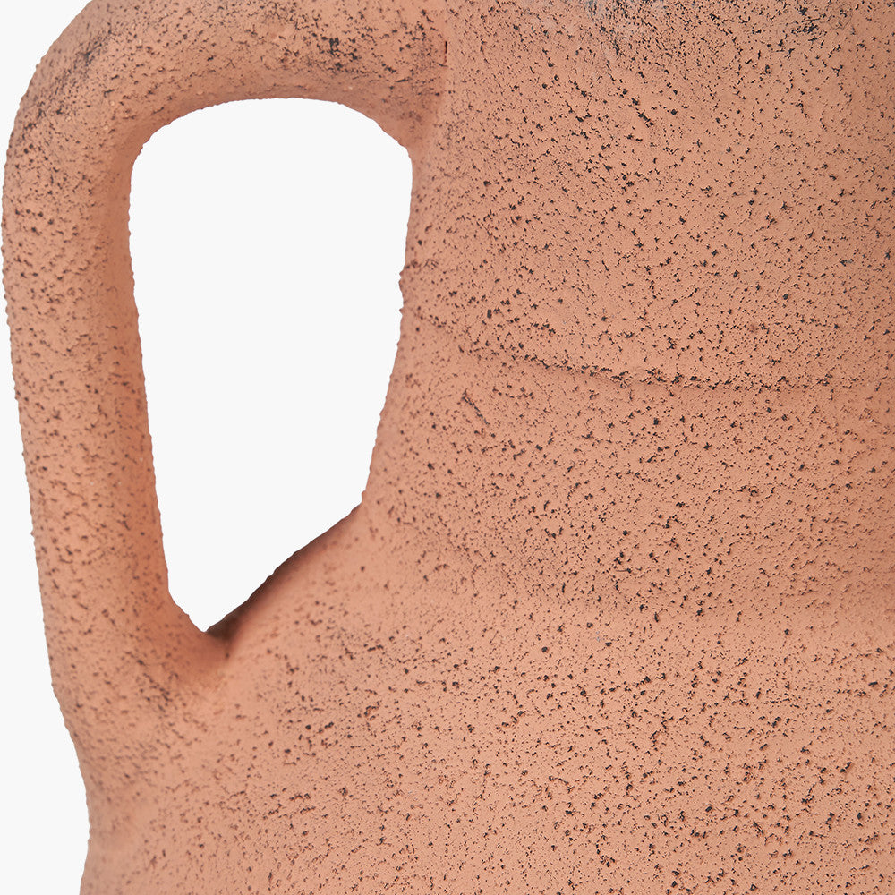 Natural Textured Terracotta Decorative Vase with Handles Large