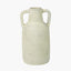 White Textured Terracotta Decorative Vase with Handles Large
