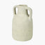 White Textured Terracotta Decorative Vase with Handles Medium