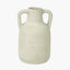 White Textured Terracotta Decorative Vase with Handles Medium