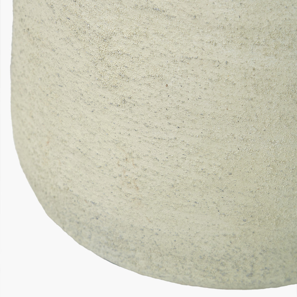 White Textured Terracotta Decorative Vase with Handles Medium