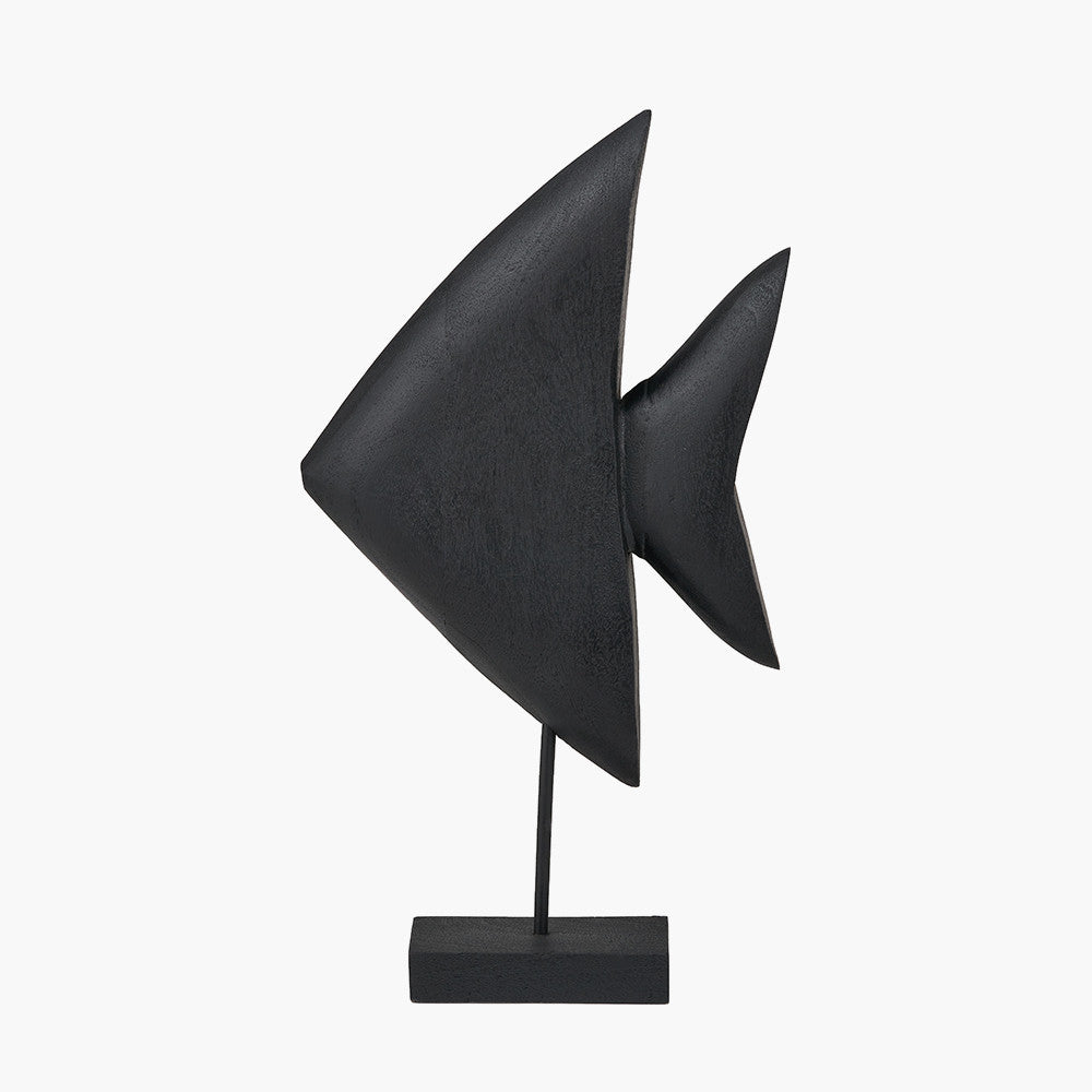 Black Handcarved Mango Wood Altum Angelfish Ornament