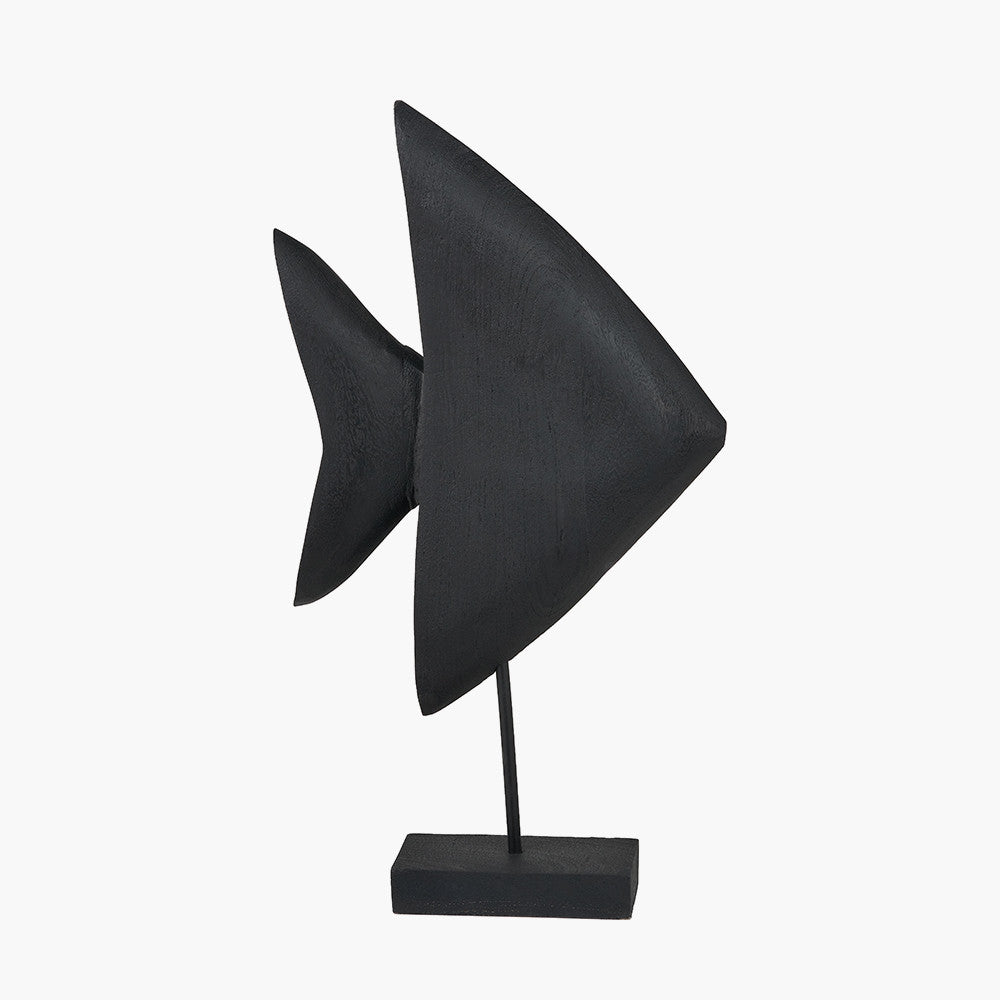 Black Handcarved Mango Wood Altum Angelfish Ornament